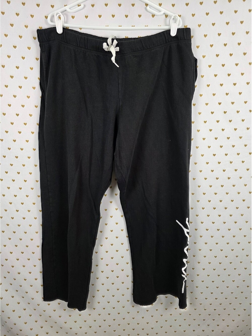 Victorias Secret PINK Black Logo Sweats Sweatpants XL Flared
